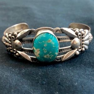 Natural Turquoise Sterling Silver Cuff Bracelet